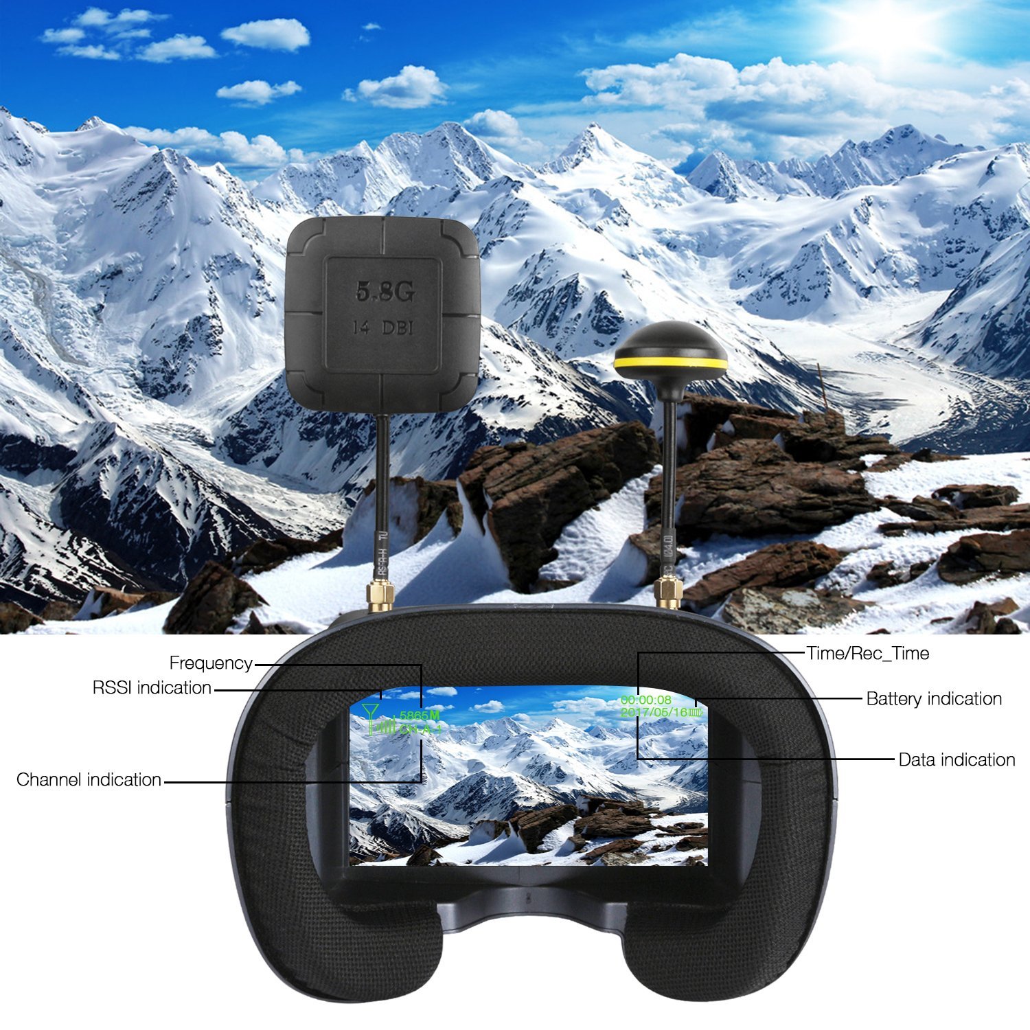 008D 5.8G 40CH 4.3 นิ้ว 800*48 - Skyzone Cobra X V2 Fpv Goggles บทวิจารณ์และราคา